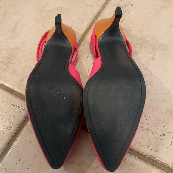 Vintage Highlights Neon Pink & Orange Slingback Pointed Toe Heels 7.5 - Picture 8 of 12